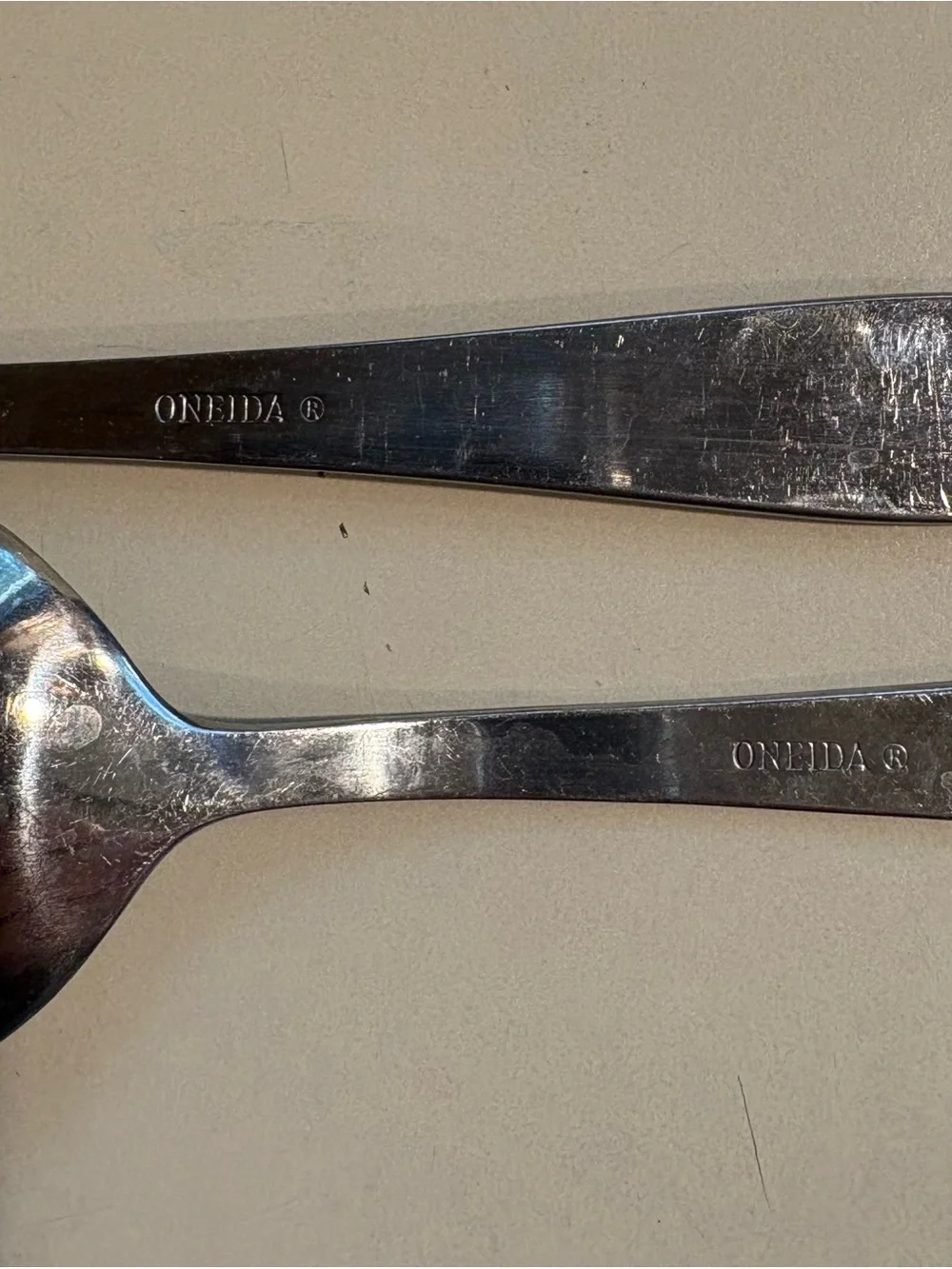 Set of 2 Oneida Stainless Steel Slotted Serving Spoons